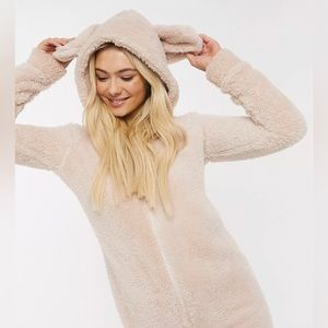 Loungeable teddy onesie with bear ears in cream
